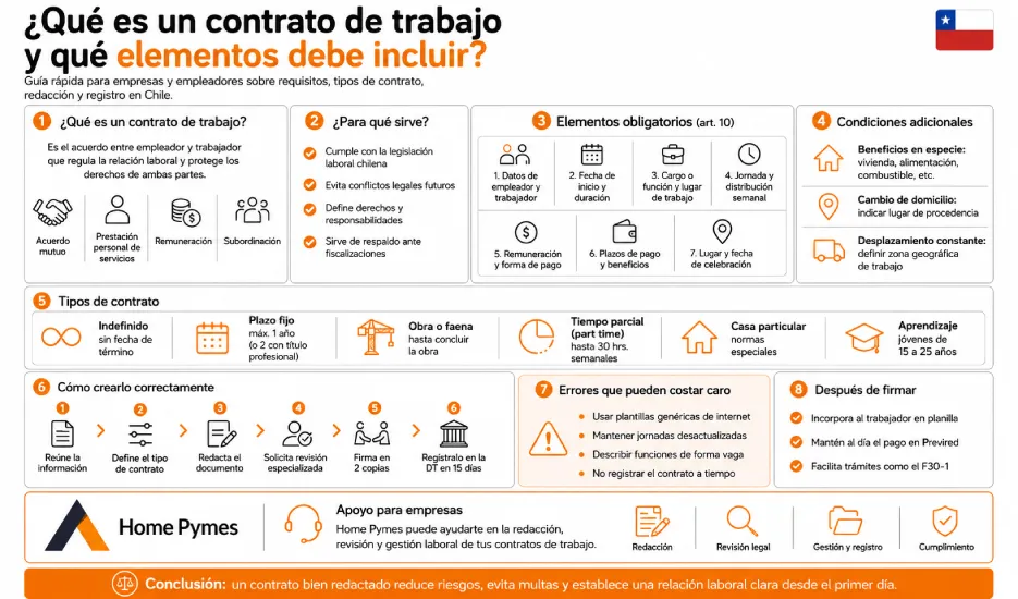 Elementos y partes que debe contener un contrato de trabajo